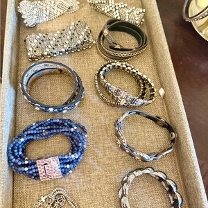 Elegant Black and Silver Women's Bracelet Set